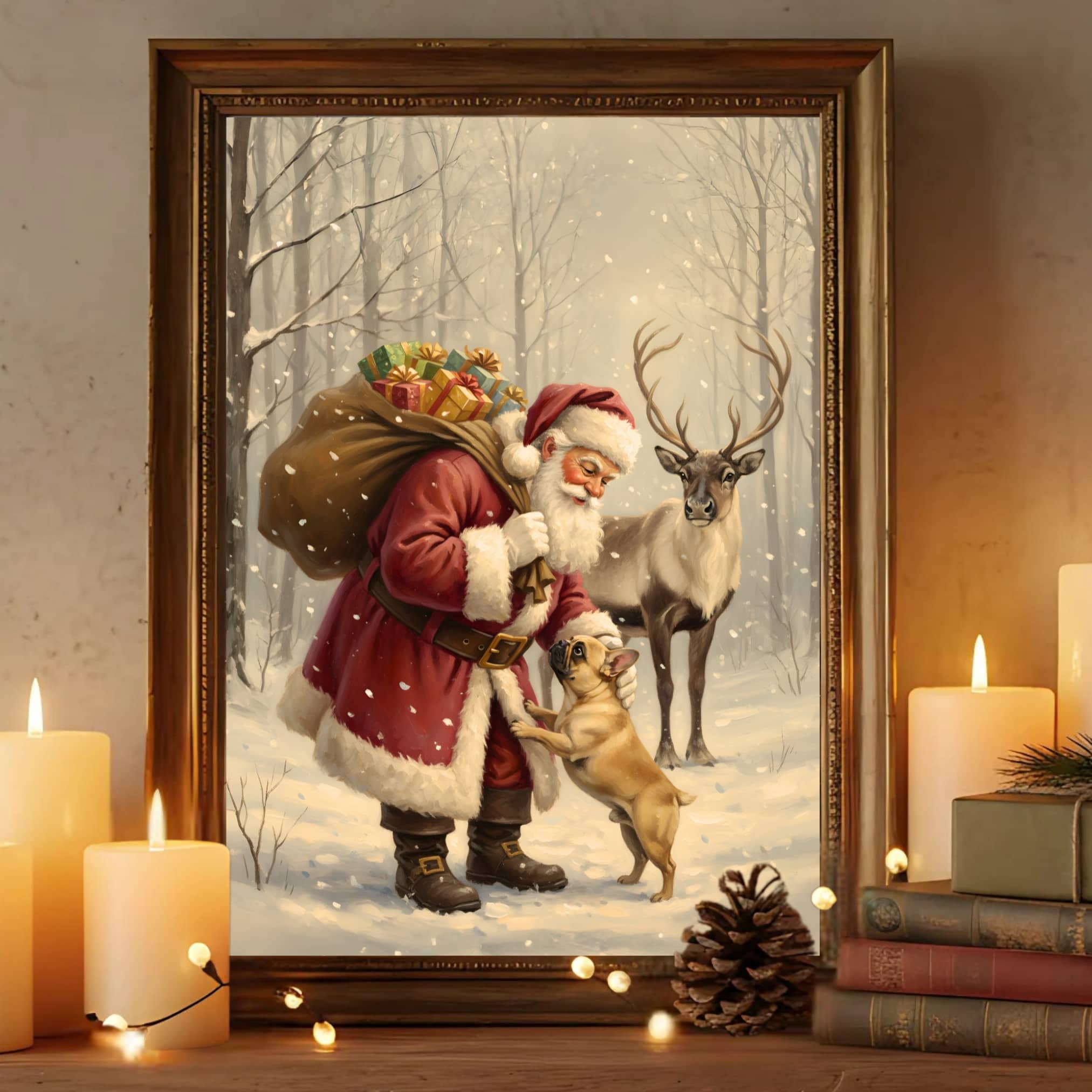 PRINTABLE Santa Claus & French Bulldog Poster