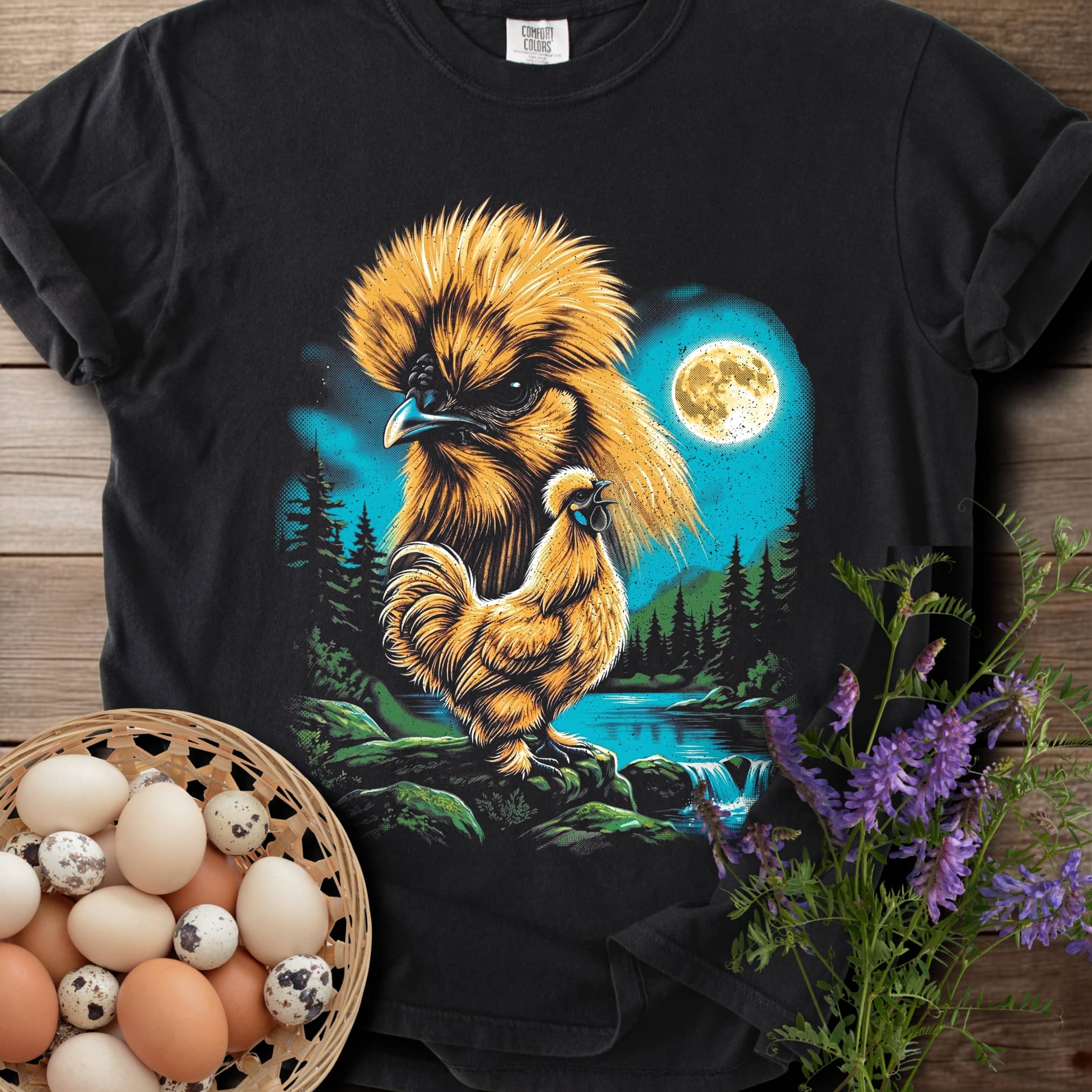 Buff Silkie Moon Retro T-shirt