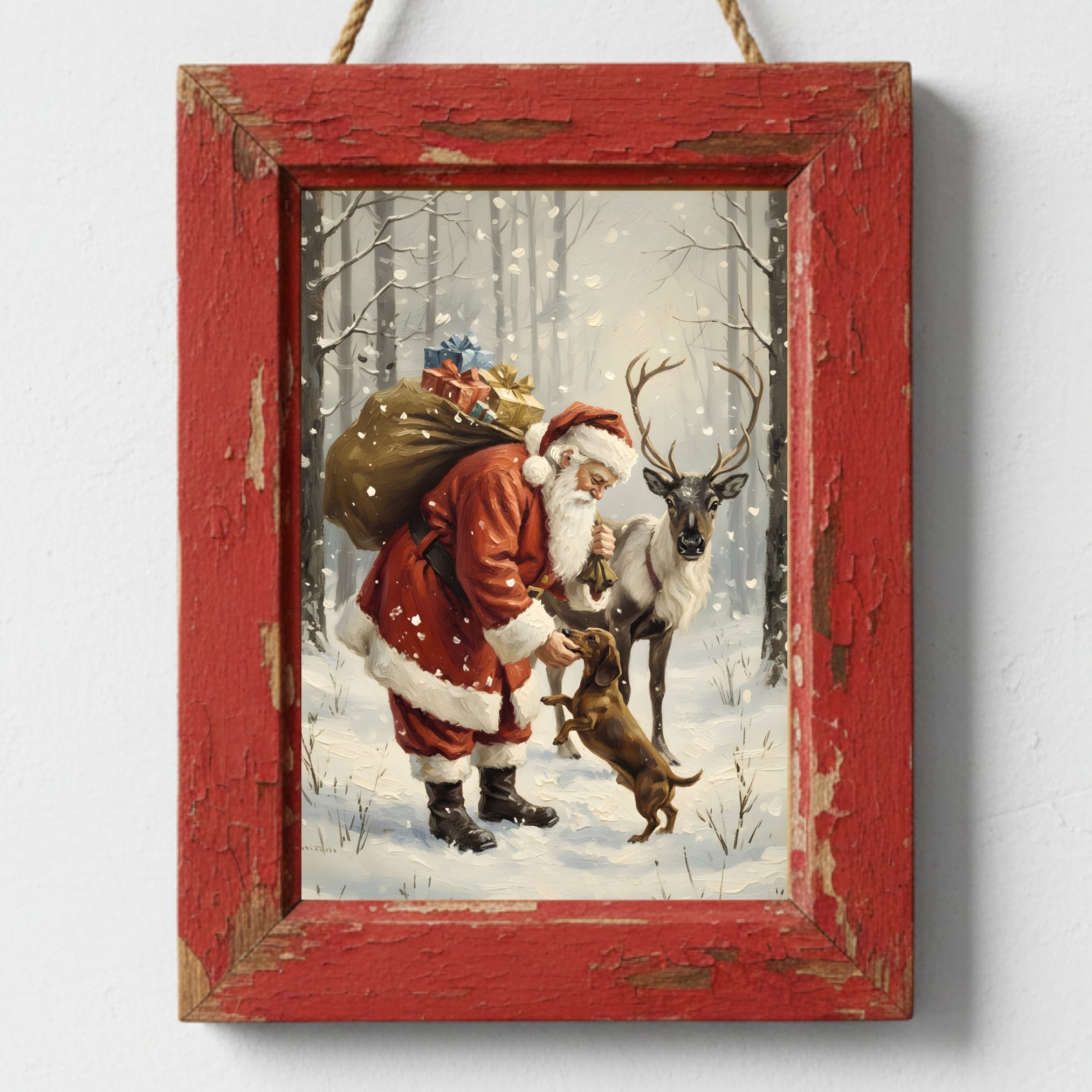 PRINTABLE Santa Claus & Dachshund Poster - View 1