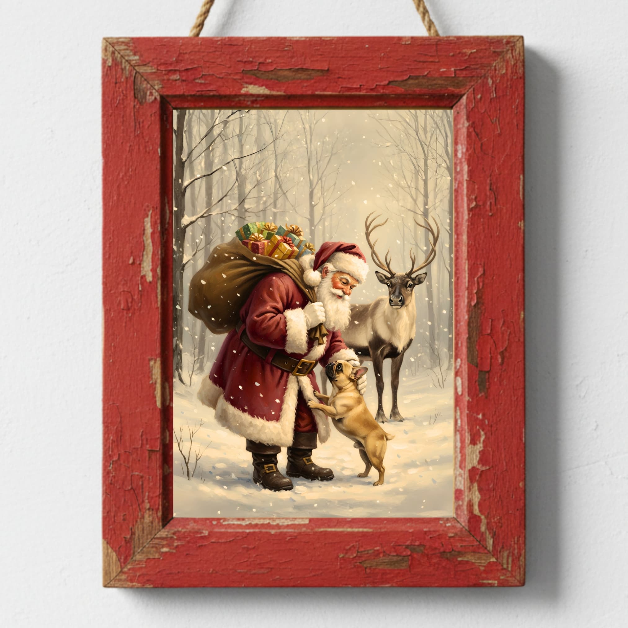 PRINTABLE Santa Claus & French Bulldog Poster - View 2