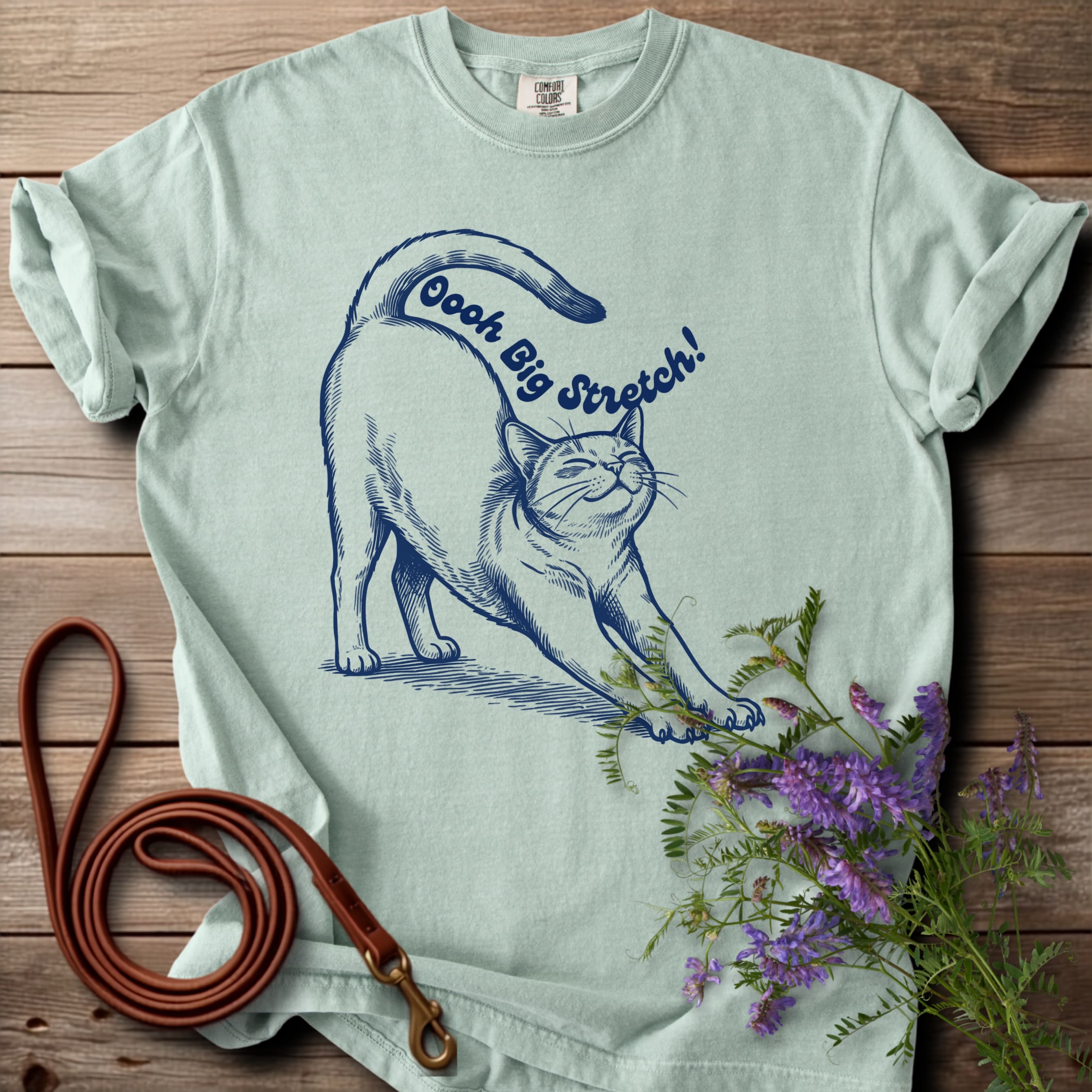 Oh Big Stretch! Solid Color Cat T-Shirt - View 10