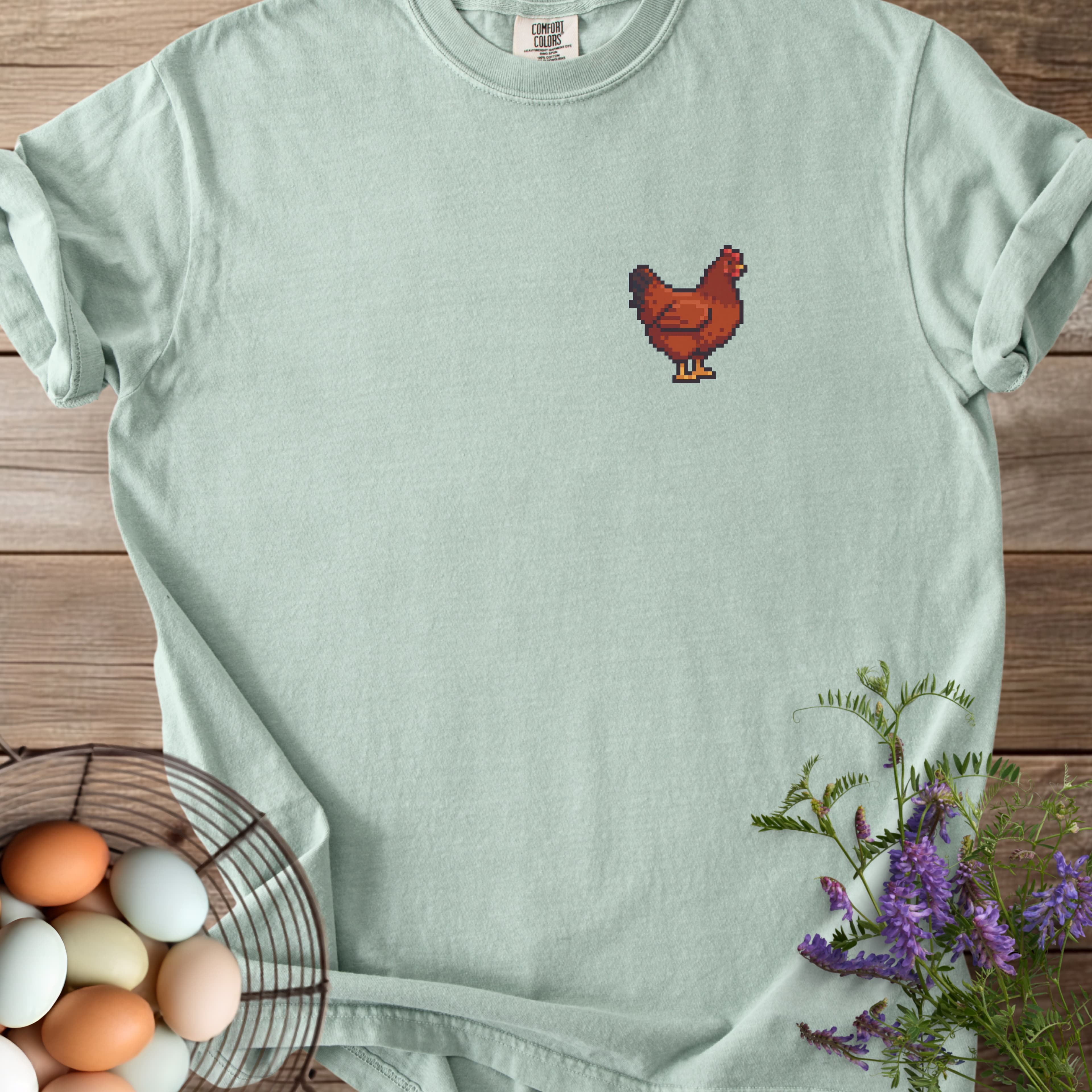 Pixel Art Rhode Island Red Hen T-shirt - View 2