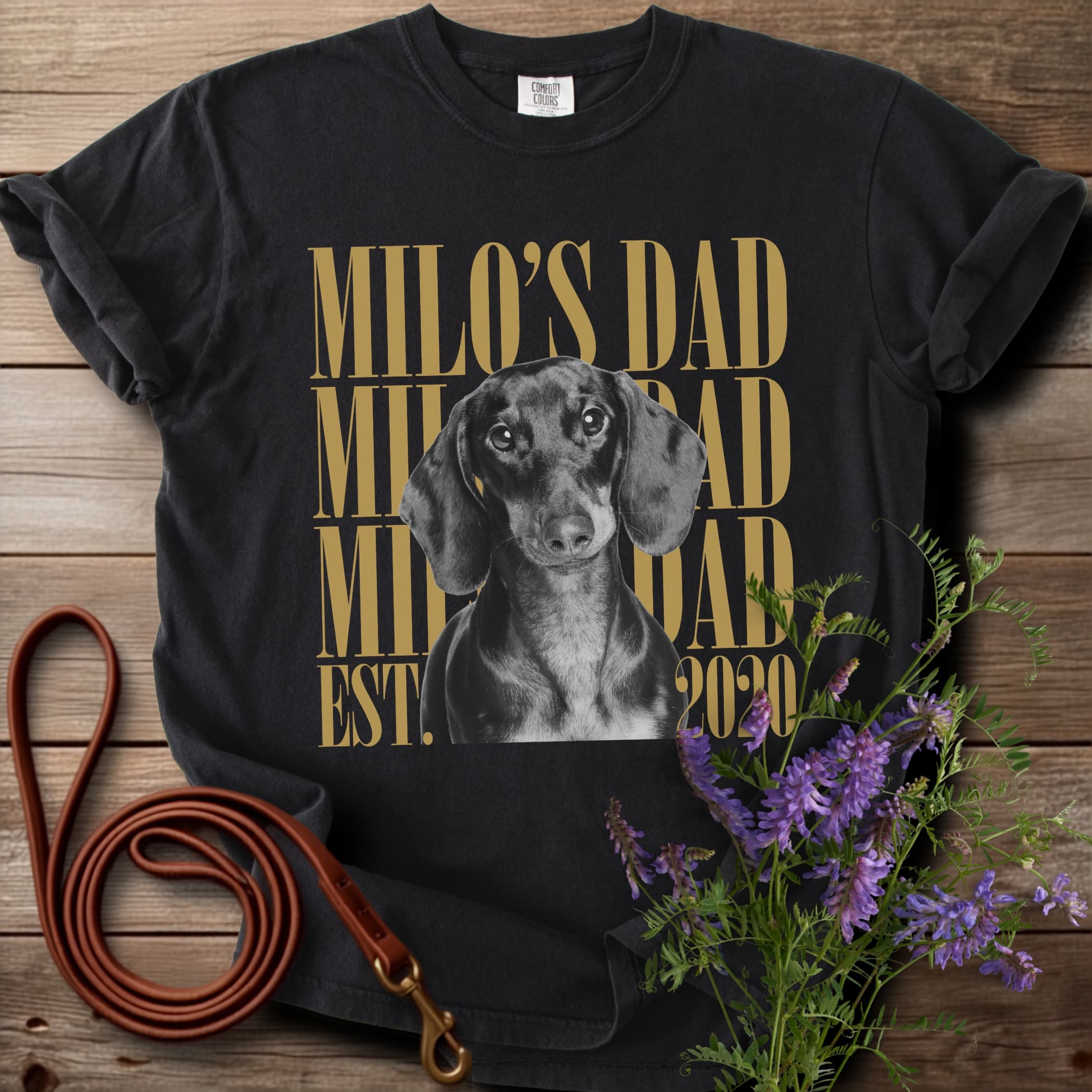 Custom Gold Letters Pet T-shirt - View 4
