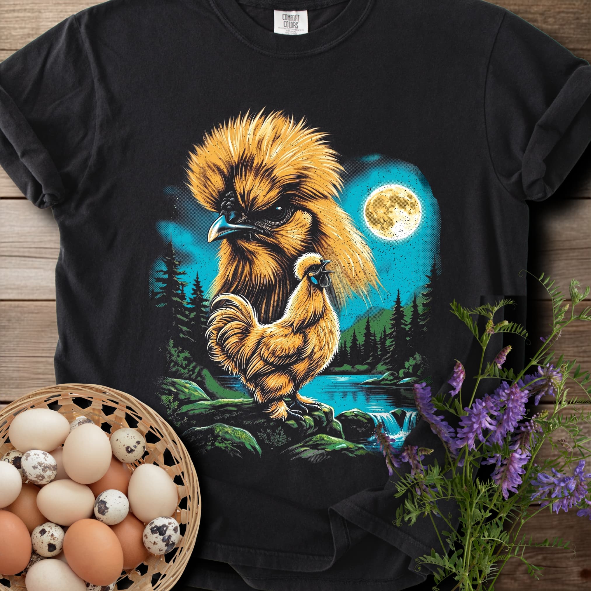 Buff Silkie Moon Retro T-shirt - View 1