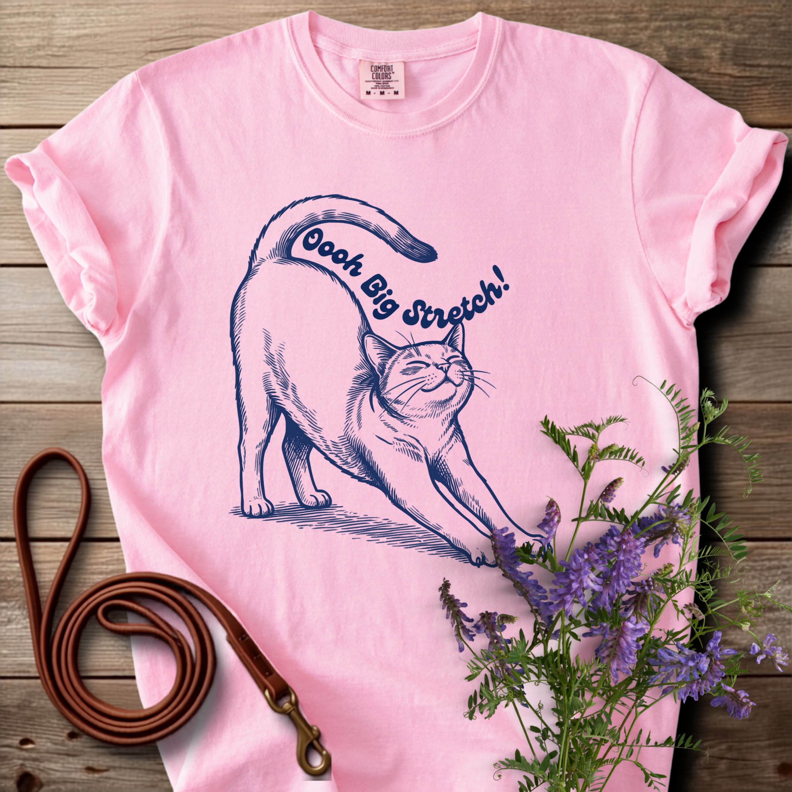 Oh Big Stretch! Solid Color Cat T-Shirt - View 11