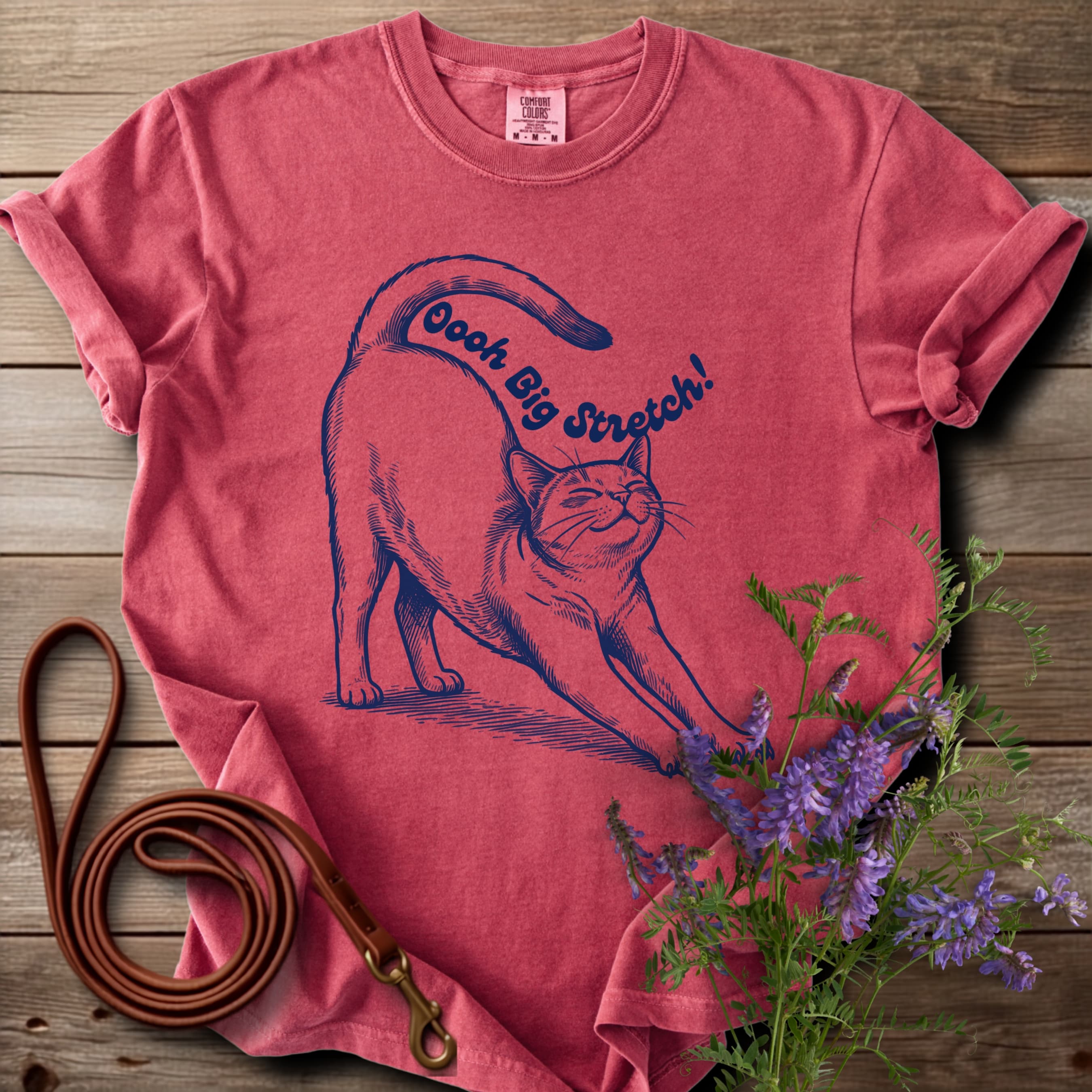 Oh Big Stretch! Solid Color Cat T-Shirt - View 13
