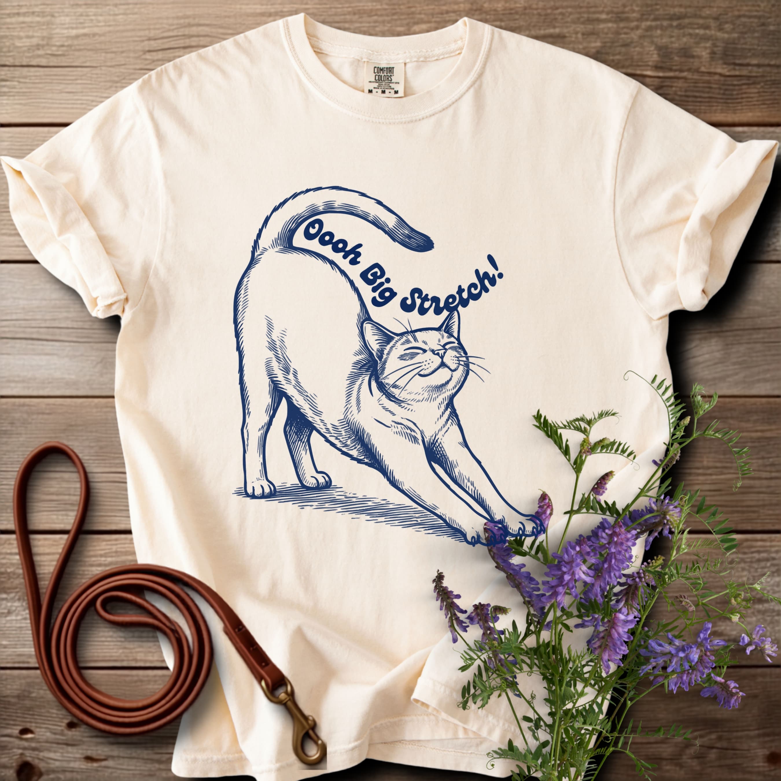 Oh Big Stretch! Solid Color Cat T-Shirt - View 4