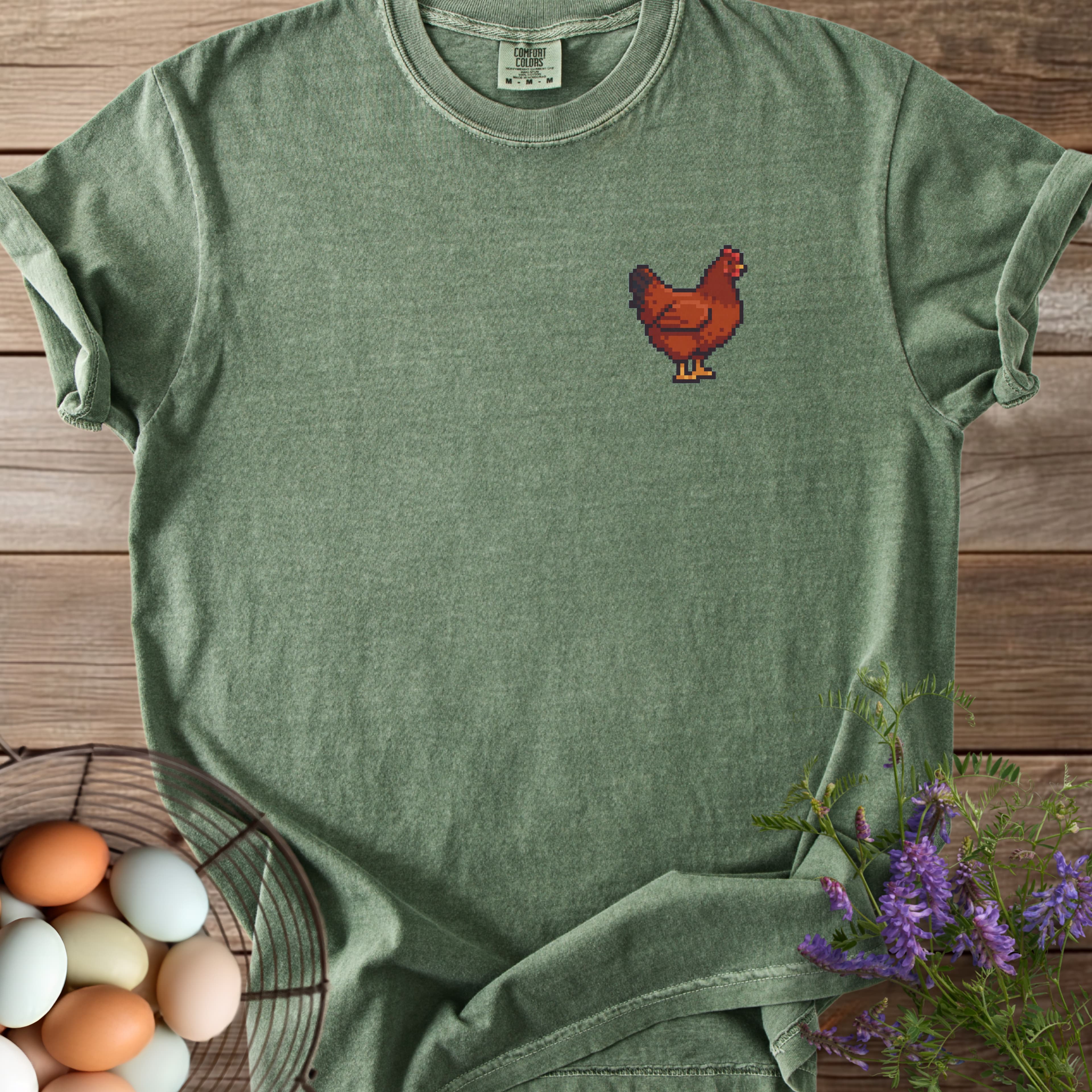 Pixel Art Rhode Island Red Hen T-shirt - View 9