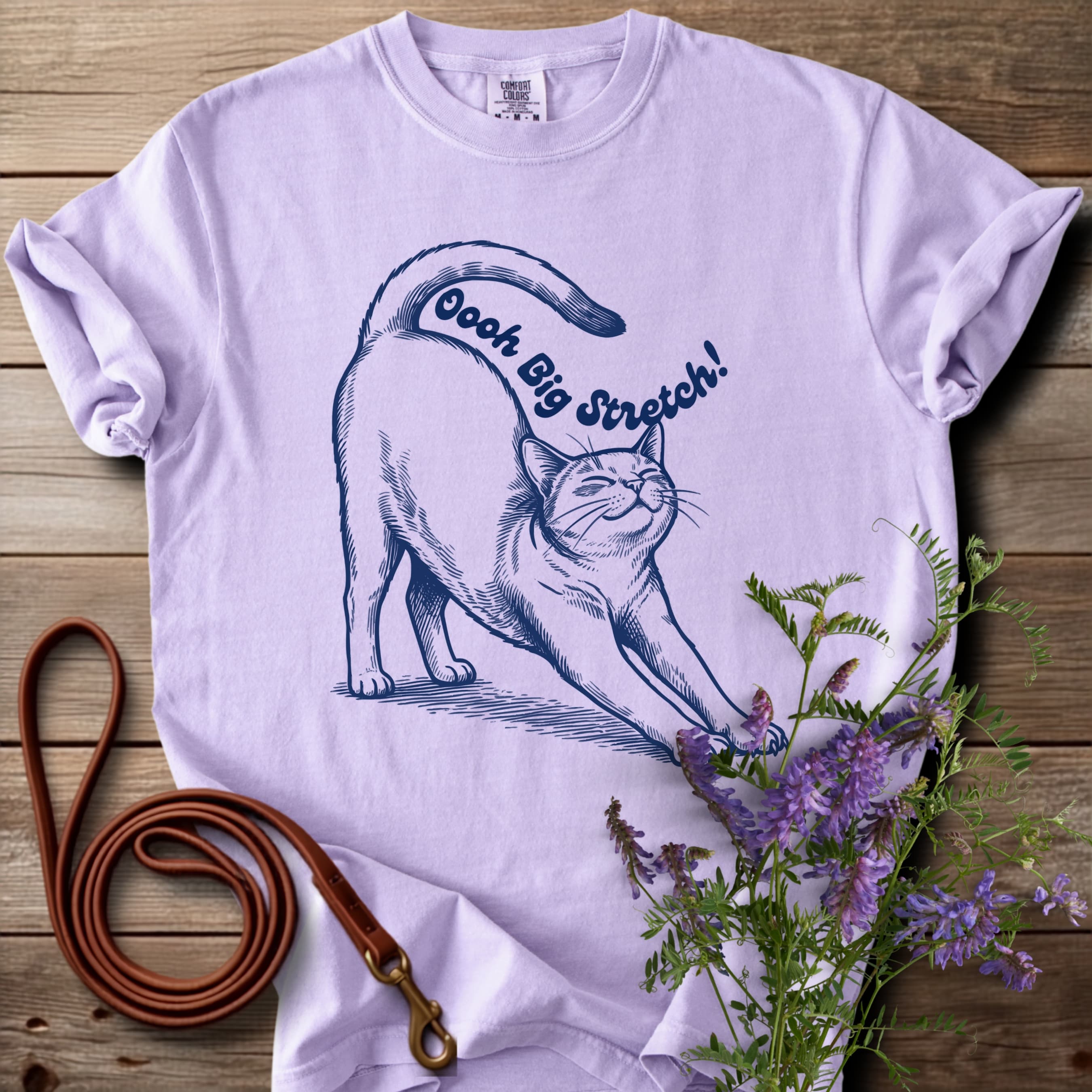 Oh Big Stretch! Solid Color Cat T-Shirt - View 7