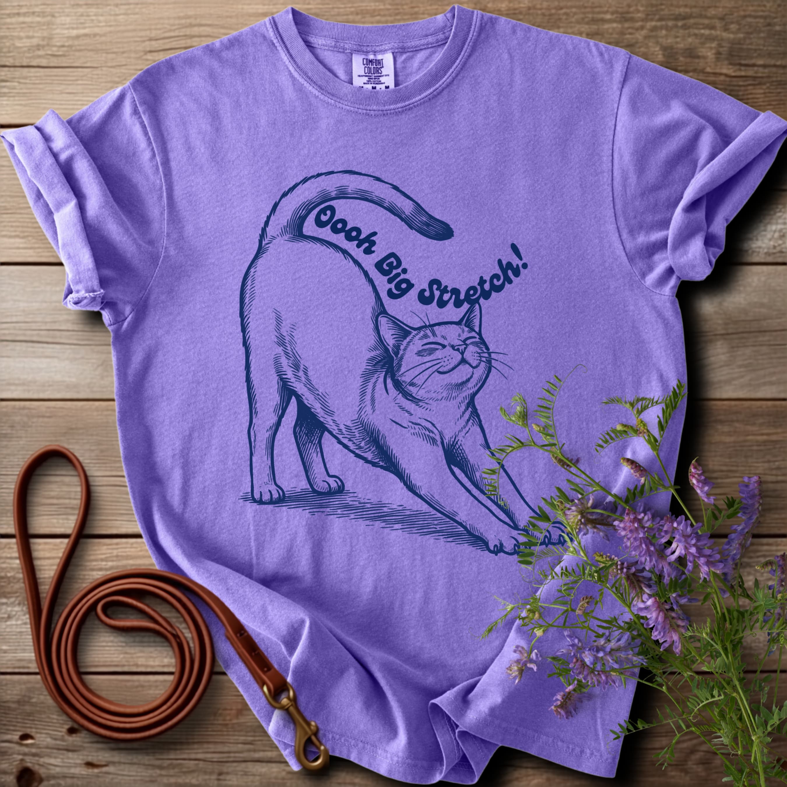 Oh Big Stretch! Solid Color Cat T-Shirt - View 8