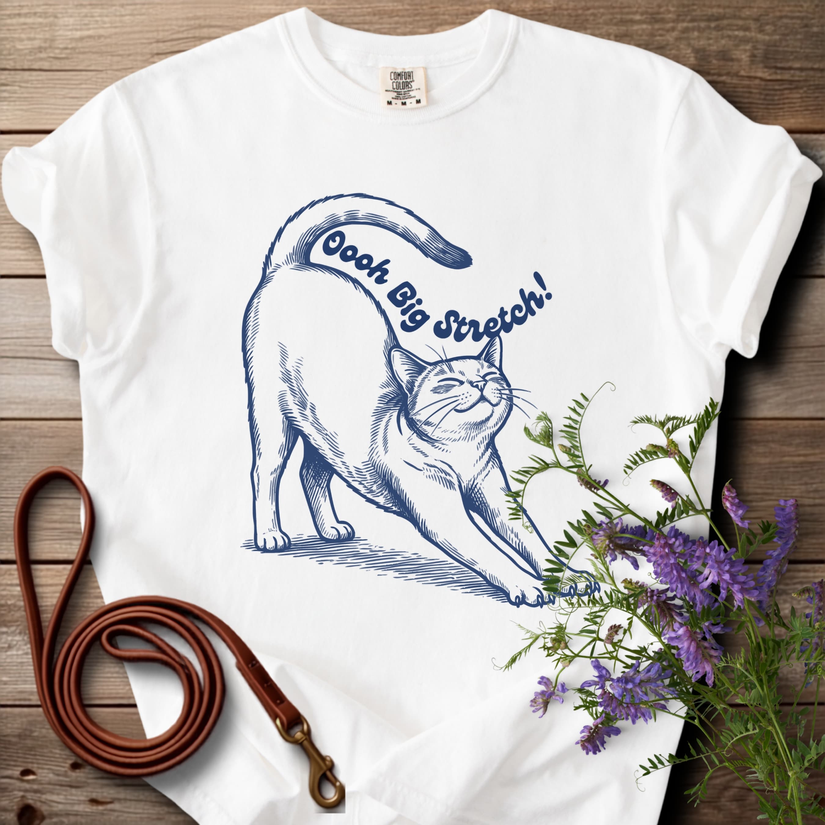 Oh Big Stretch! Solid Color Cat T-Shirt - View 14