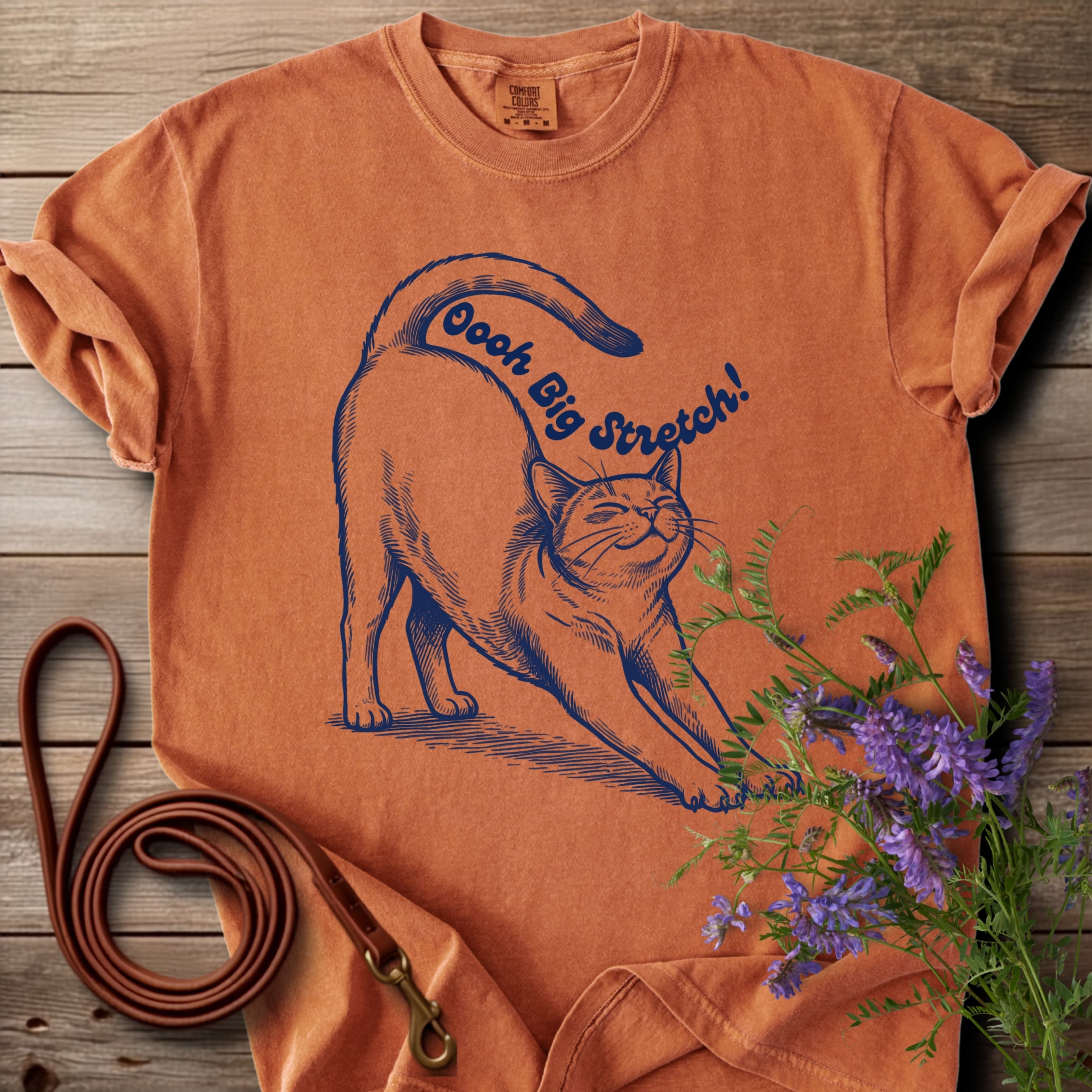 Oh Big Stretch! Solid Color Cat T-Shirt - View 9