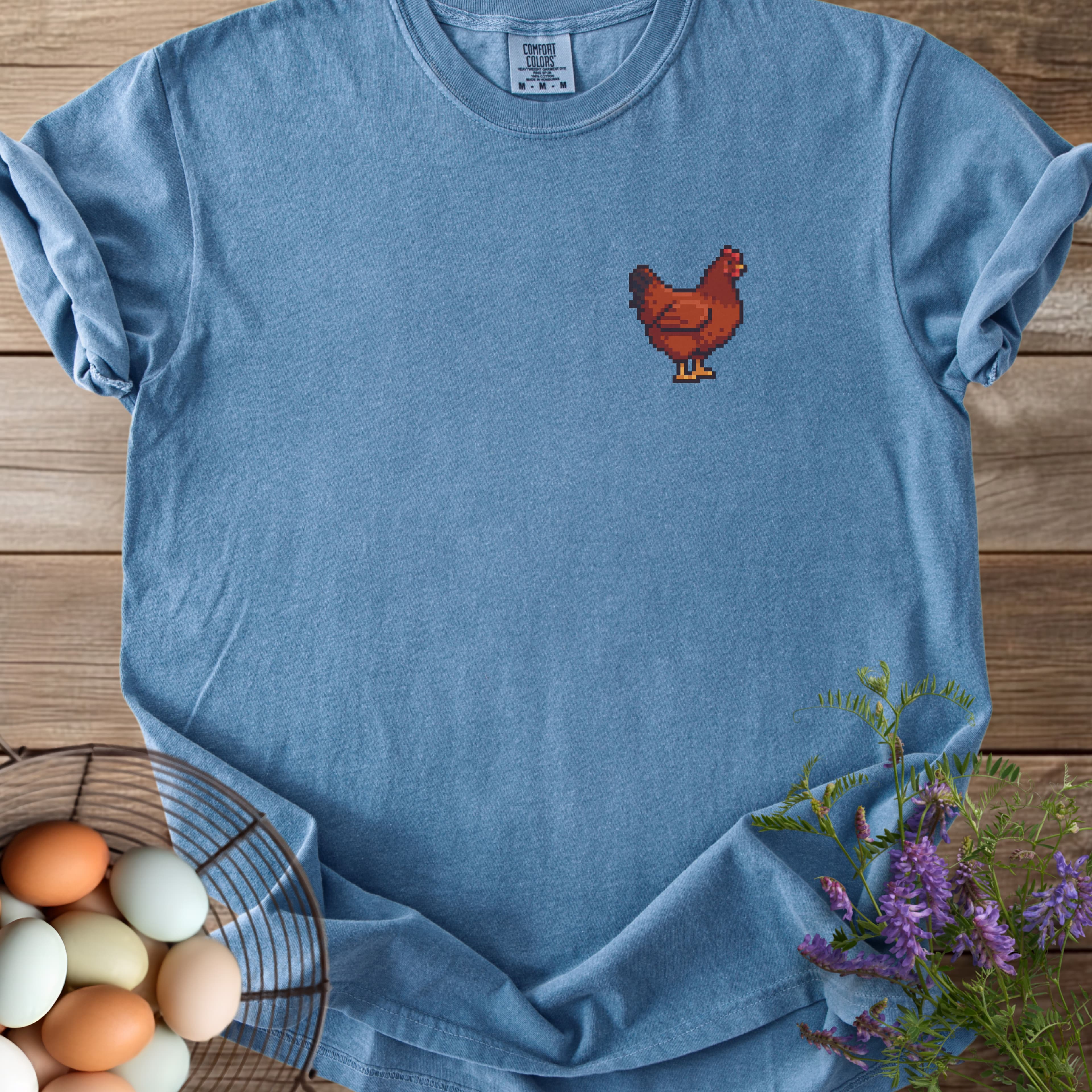 Pixel Art Rhode Island Red Hen T-shirt - View 4