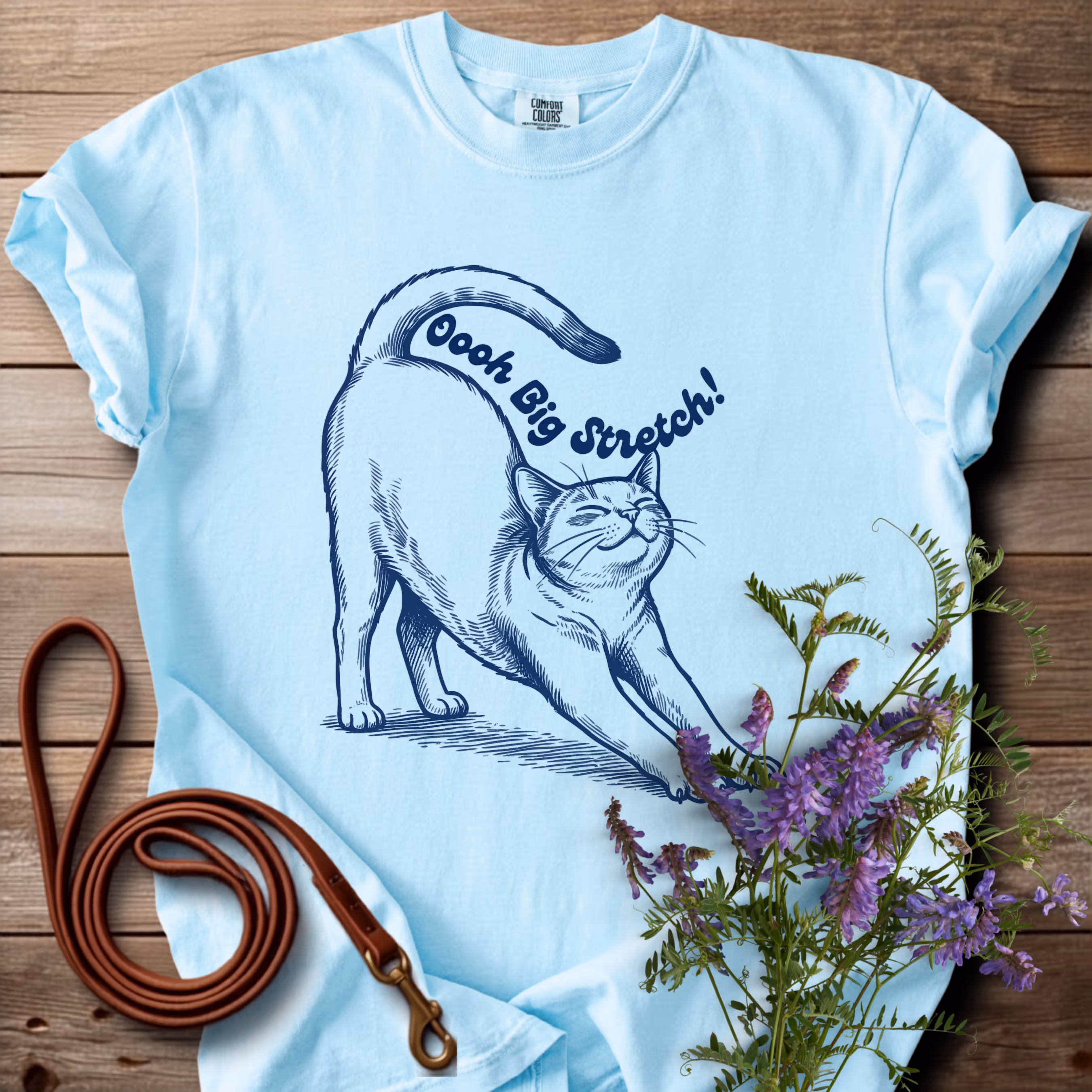 Oh Big Stretch! Solid Color Cat T-Shirt - View 12