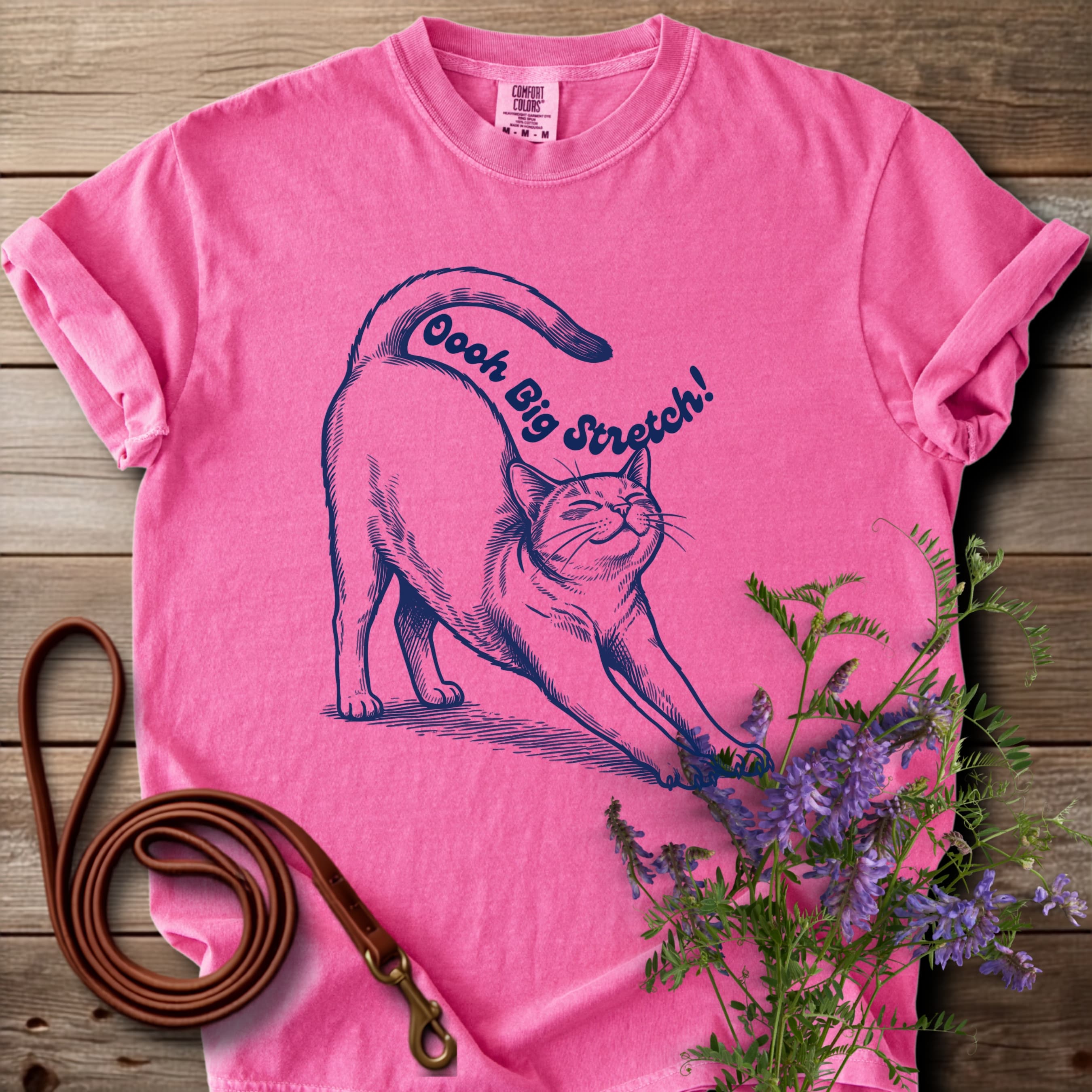 Oh Big Stretch! Solid Color Cat T-Shirt - View 2