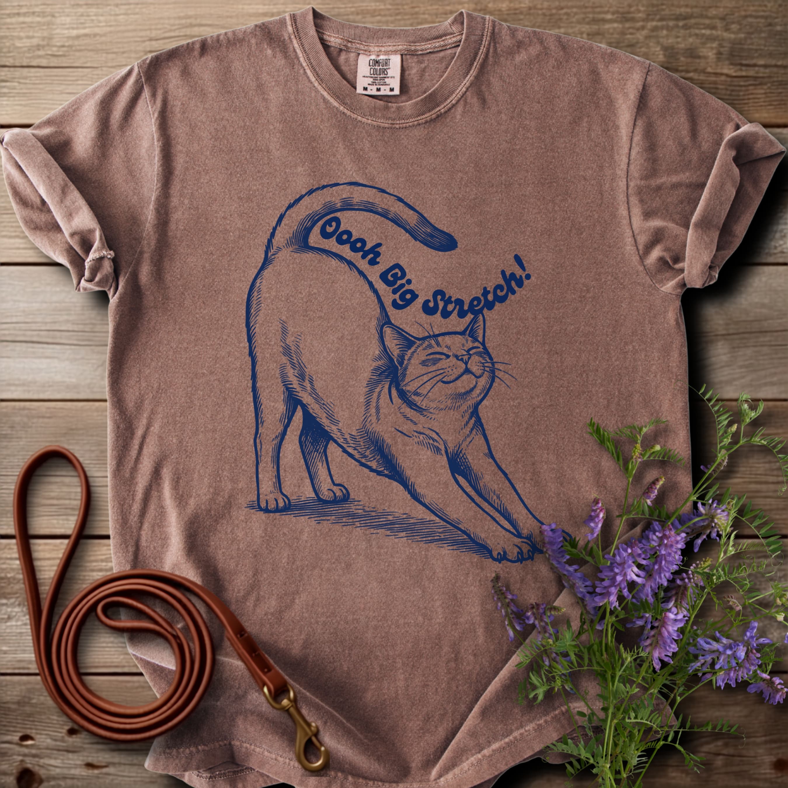 Oh Big Stretch! Solid Color Cat T-Shirt - View 3