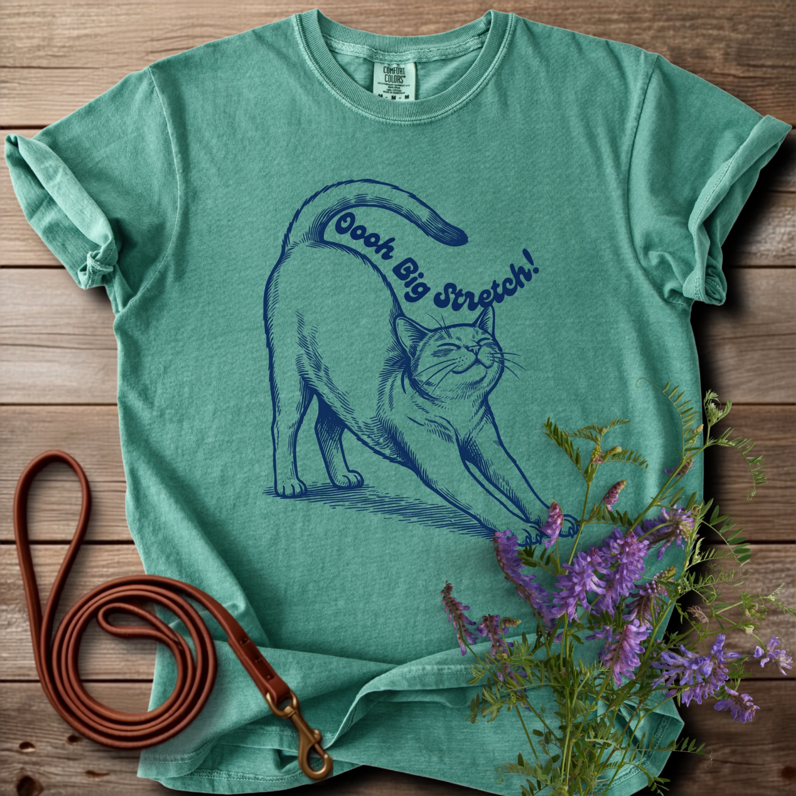 Oh Big Stretch! Solid Color Cat T-Shirt - View 5